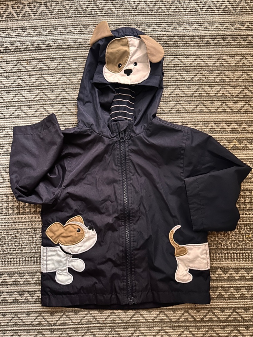 London Fog Navy and White Striped Baby Jacket - 24M